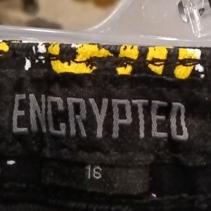 FINAL PRICE NWOT ENCRYPTED black multi-colored paint splotched denim jeans 16